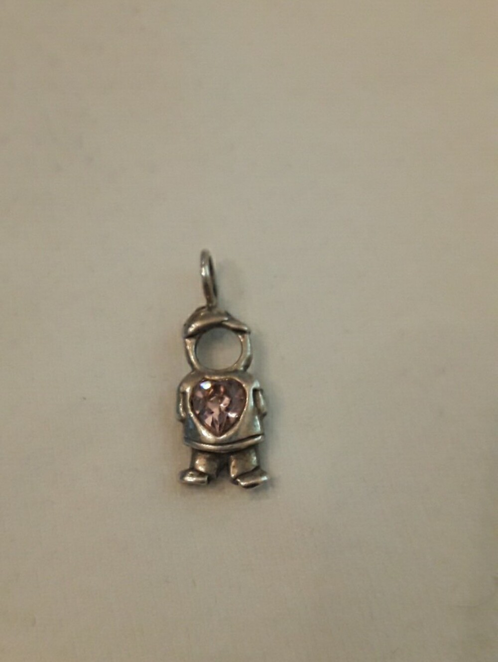 Birthstone kid charm or pendant 925 silver light pink